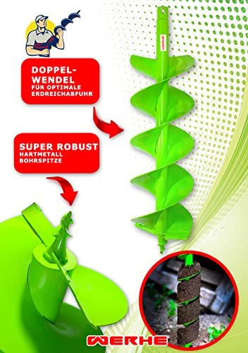 WERHE® Profi Bohrer Starker Stahl, Erdbohrer für bohrmaschine 200 mm Doppel-Welle extrem robust mit SDS Max Adapter - Pfahlbohrer Brunnenbohrer präzise Bohrspitze. - Image 10