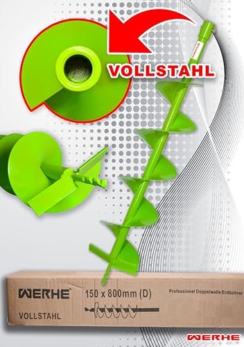 WERHE® Profi Bohrer VollStahl, Erdbohrer für bohrmaschine 150 mm extrem robust mit SDS Plus Adapter - Pfahlbohrer Brunnenbohrer präzise Bohrspitze. - Image 10